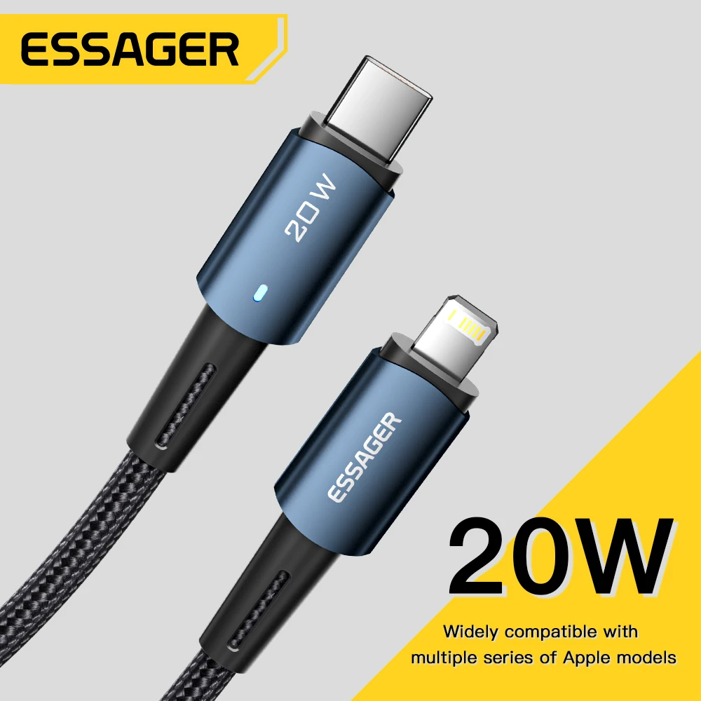 Essager-Cable USB tipo C para móvil, cargador de carga rápida de 20W, para iphone 12, 13, 14 Pro Max, Mini, Xs, Xr, X, 8, iPad, MacBook PD - imagen 2