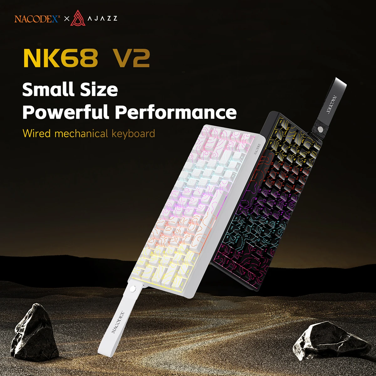 Teclado mecánico con cable AJAZZ NK68 V2, teclado ABS intercambiable en caliente con retroiluminación RGB para juegos, diseño de 68 teclas, accesorios para Pc - imagen 5
