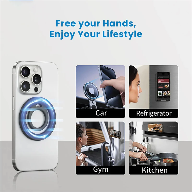 Soporte magnético de silicona de doble cara para anillo de dedo de teléfono Magsafe IPhone soporte magnético para coche soporte de agarre de bucle seguro Mac - imagen 4