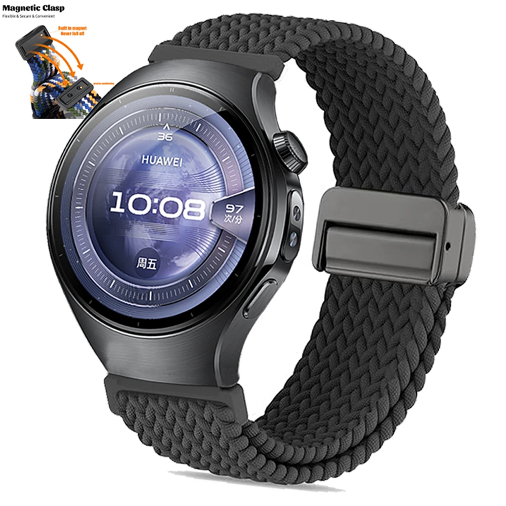Correa de nailon con cierre magnético para Huawei Watch 5 4 3 Pro/GT 3 SE GT2 46 42mm reloj gt5 gt4 banda ajustable 22mm 20mm pulsera tejida