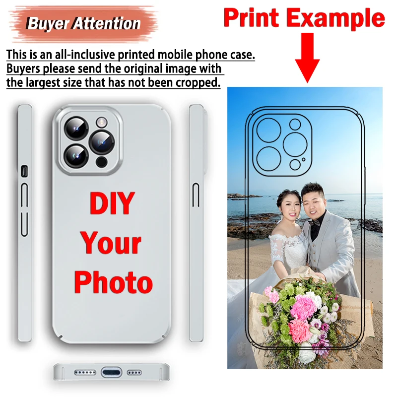 Fundas de plástico con foto personalizada para iPhone 16 13 15 11 13 12 Plus Mini XS 15Pro Pro Max SE 2020 2022 imágenes cubierta dura impresión lateral - imagen 3