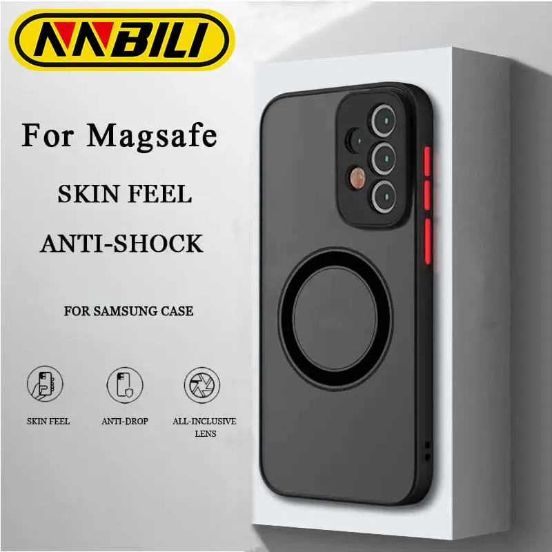 Funda magnética mate para Samsung Galaxy S23 S22 S21 S20 Ultra Plus FE A54 A53 A52 A32 A13 A34 4G 5G, funda de carga inalámbrica esmerilada