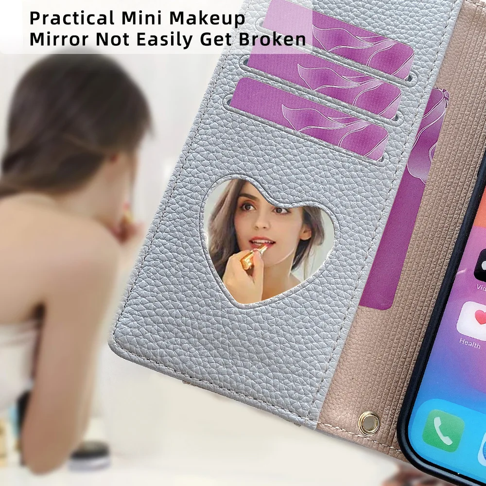 Funda tipo billetera de cuero de lujo para iPhone 17 16 15 14 Plus 14 Pro Max cubierta suave a prueba de golpes - imagen 3