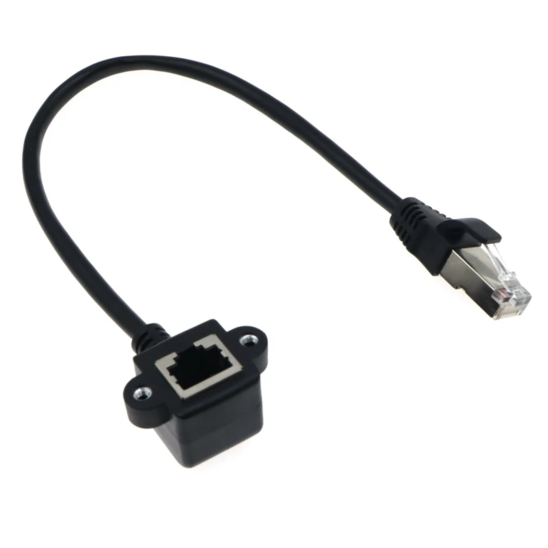 Cable de extensión de conexión Ethernet RJ45 macho a hembra, ángulo de 90 grados, LAN, con orificios de Tornillo de montaje para ordenadores y enrutadores - imagen 5