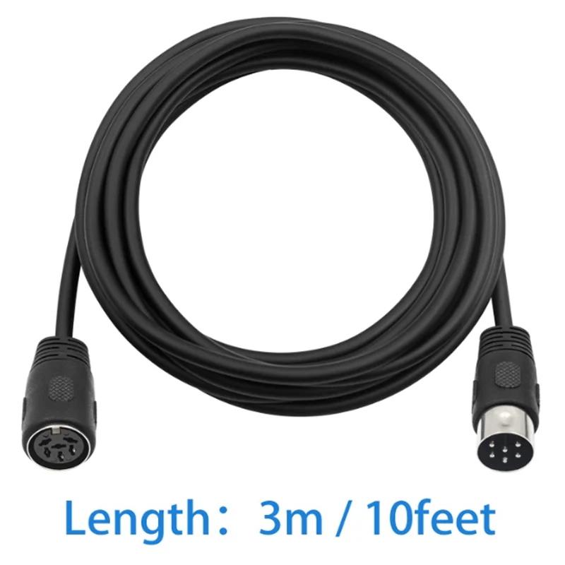 Cable de extensión DIN de 6 pines, 9,8 pies, 6 pines, enchufe DIN macho a hembra, adaptador AV, toma de audio para dispositivos de audio digitales, negro - imagen 2