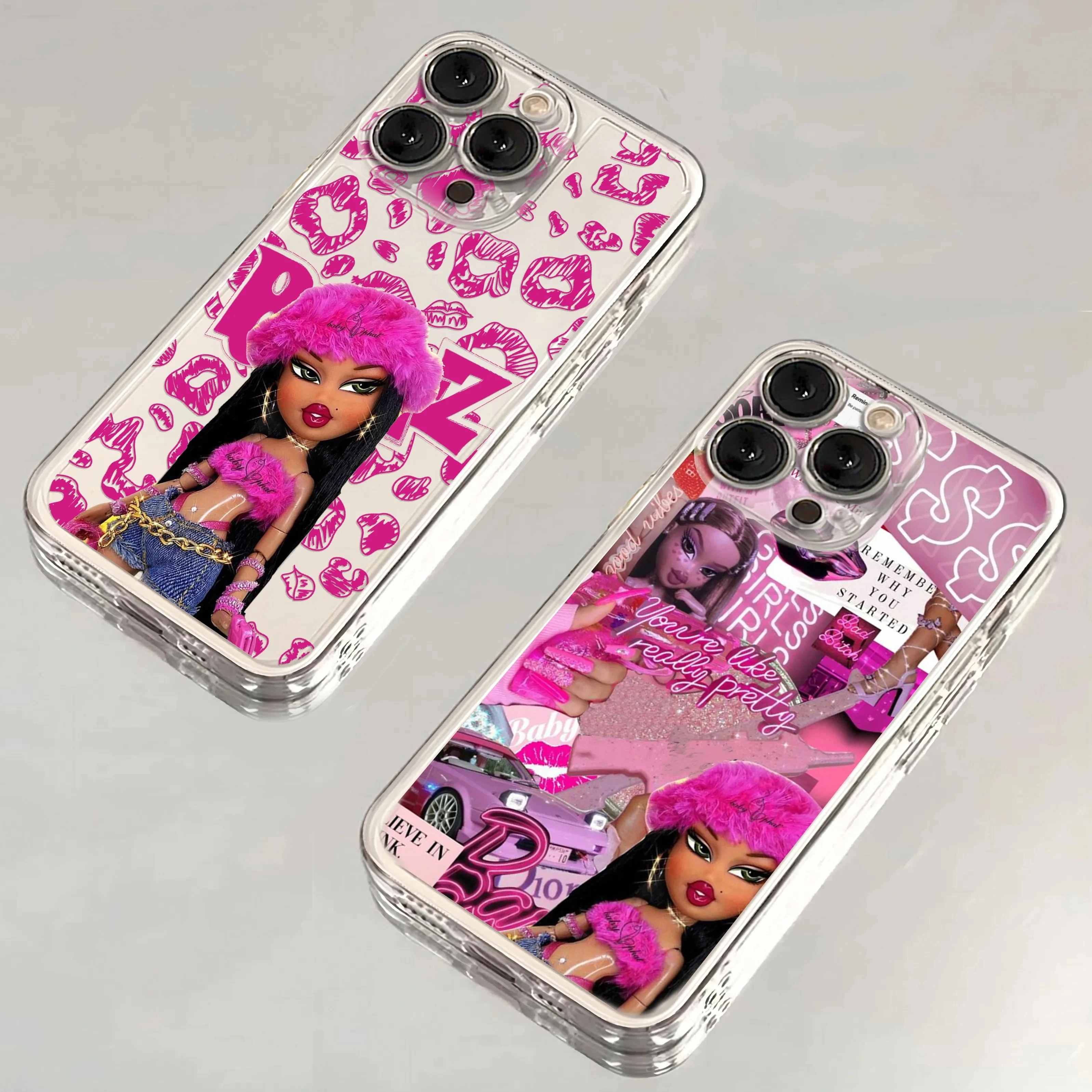 Funda de teléfono Bratz de muñeca encantadora a la moda para iPhone 16 15 14 13 12 11 Mini Pro Max X XR XSMax 7 8 Plus SE20 cubierta transparente