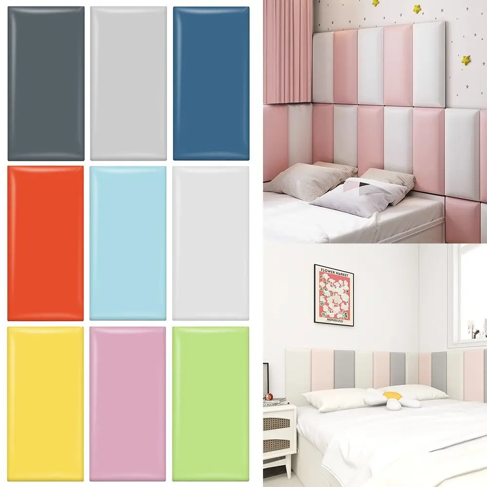 Tapete de pared trasero con bolsa suave 3D, pegatina de pared impermeable anticolisión, papel tapiz autoadhesivo, decoración de pared Rectangular para Baño