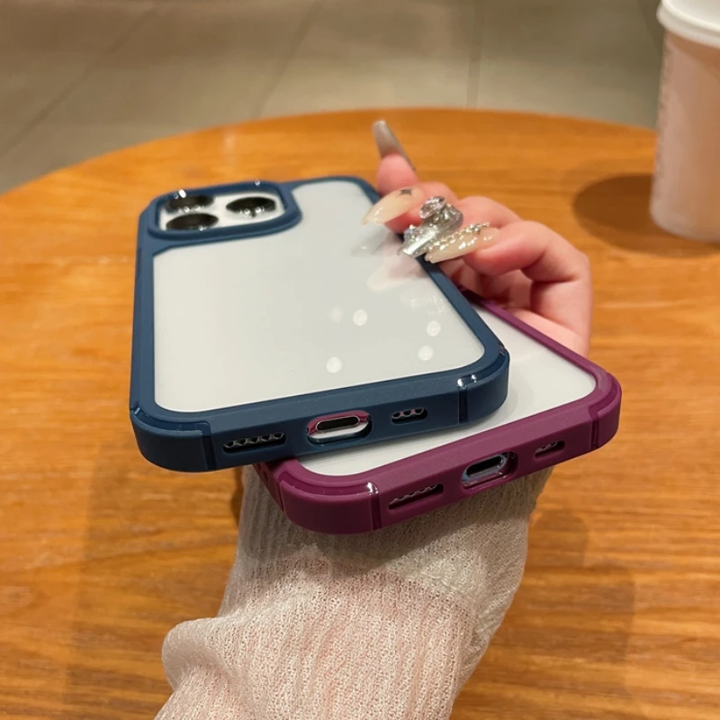 Funda de teléfono transparente a prueba de golpes de lujo para iPhone, 15, 14 Plus, 11, 12, 13 Pro Max, 13, silicona suave resistente, parachoques, cubierta dura transparente - imagen 5