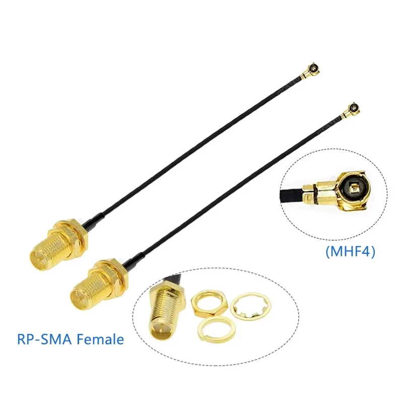 2 uds conector SMA RP-SMA hembra a enchufe RF MHF4 U.FL Cable adaptador coaxial Pigtail para Mini tarjeta PCI de 1,13mm placa WIFI intel - imagen 4