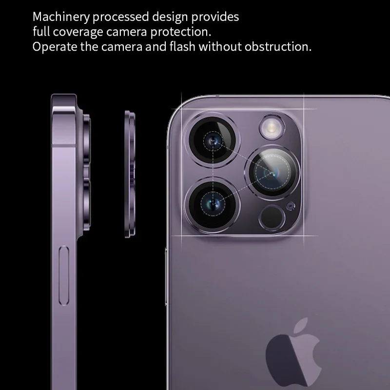 Para IPhone 14 15 16Pro Max Metal + cubierta protectora de lente de vidrio para IPhone 14 Plus 12 13 Mini 11 Pro Max película protectora de cámara - imagen 4