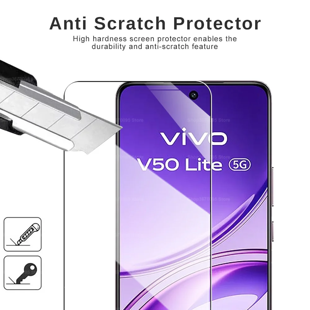Para Vivo V50 Lite 3 piezas de vidrio templado Vivov 50 Lite V50Lite 5G/4G 2025 funda protectora de pantalla amigable VivoV50Lite 6,77 "Película - imagen 4