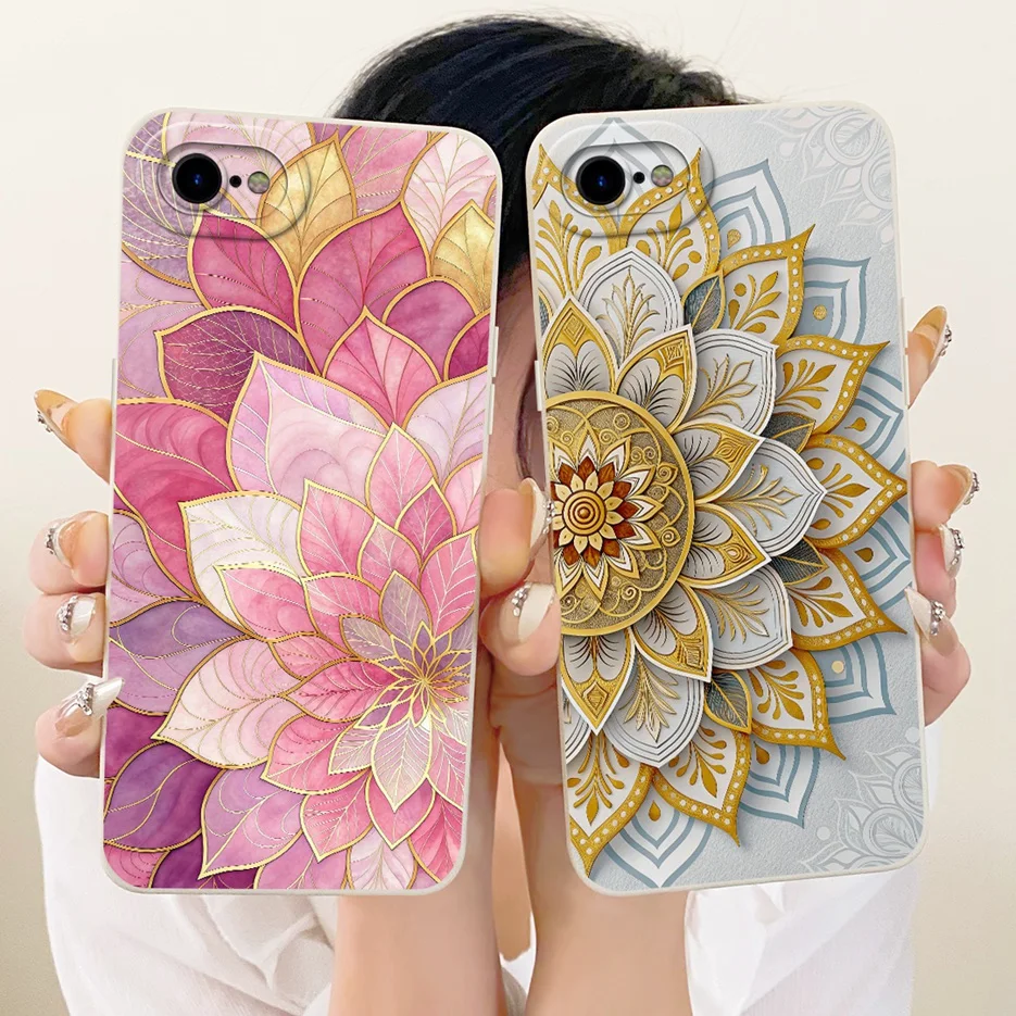 Para Apple iPhone SE 2020 funda iPhoneSE 2022 flores de lujo cubierta pintada de dibujos animados funda de silicona suave para iPhone SE 2022 2020 bolsas - imagen 2