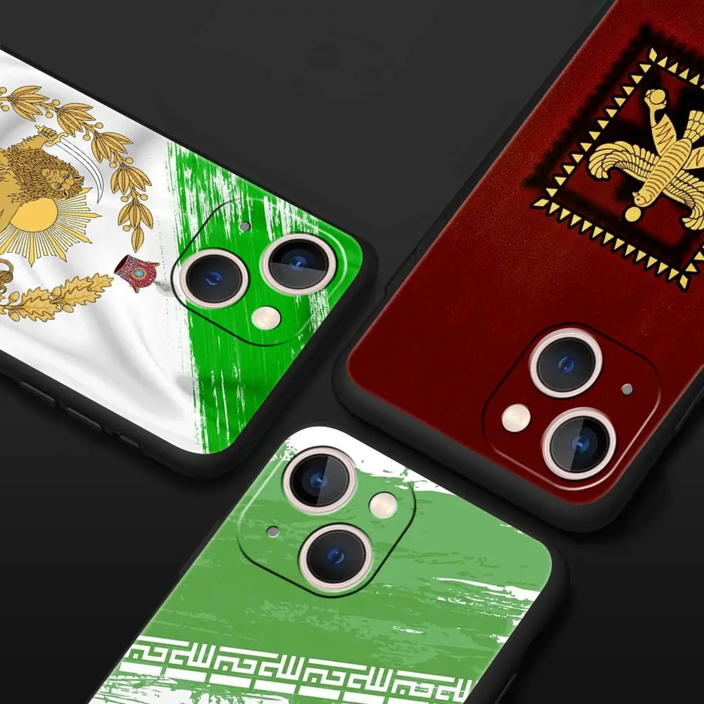 Funda de teléfono de lujo con bandera de Irán para iPhone 17 Air 16 Plus 13 15 14 12 11 Pro MAX 7 8 SE, funda negra de TPU suave - imagen 2