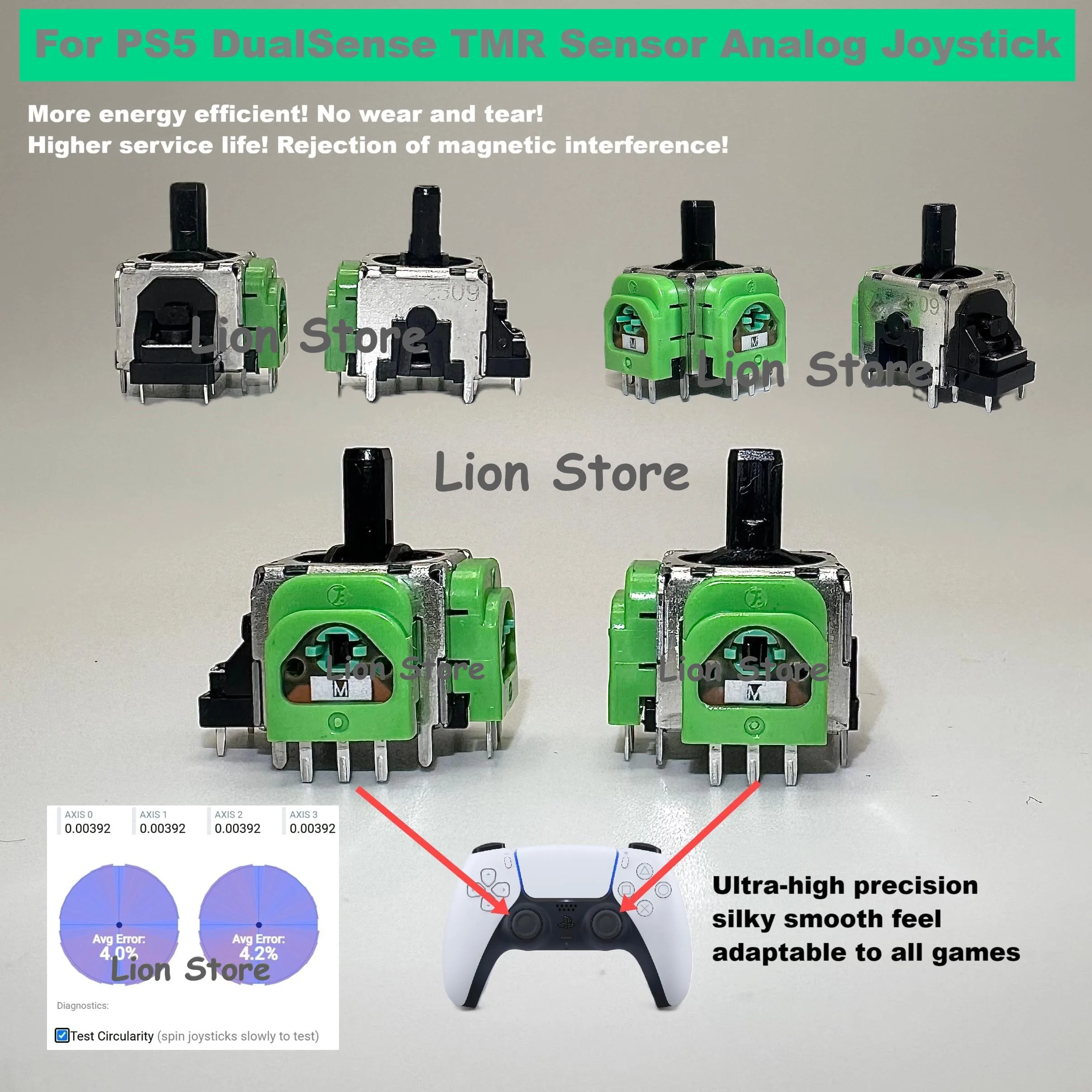 Favor para PS5DualSensor Xbox PS4TMR AnalogJoystick Más ahorro de energía Sin interferencia magnética Sin desgaste Precisión ultraalta