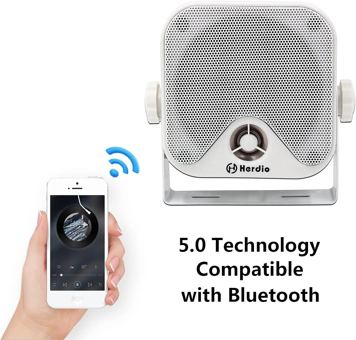 Herdio-Altavoces Bluetooth para barco, dispositivo resistente al agua, montado en superficie para Camper, Skid Steer, ATV, UTV, RZR, carrito de Golf, 4 pulgadas, 100W - imagen 5