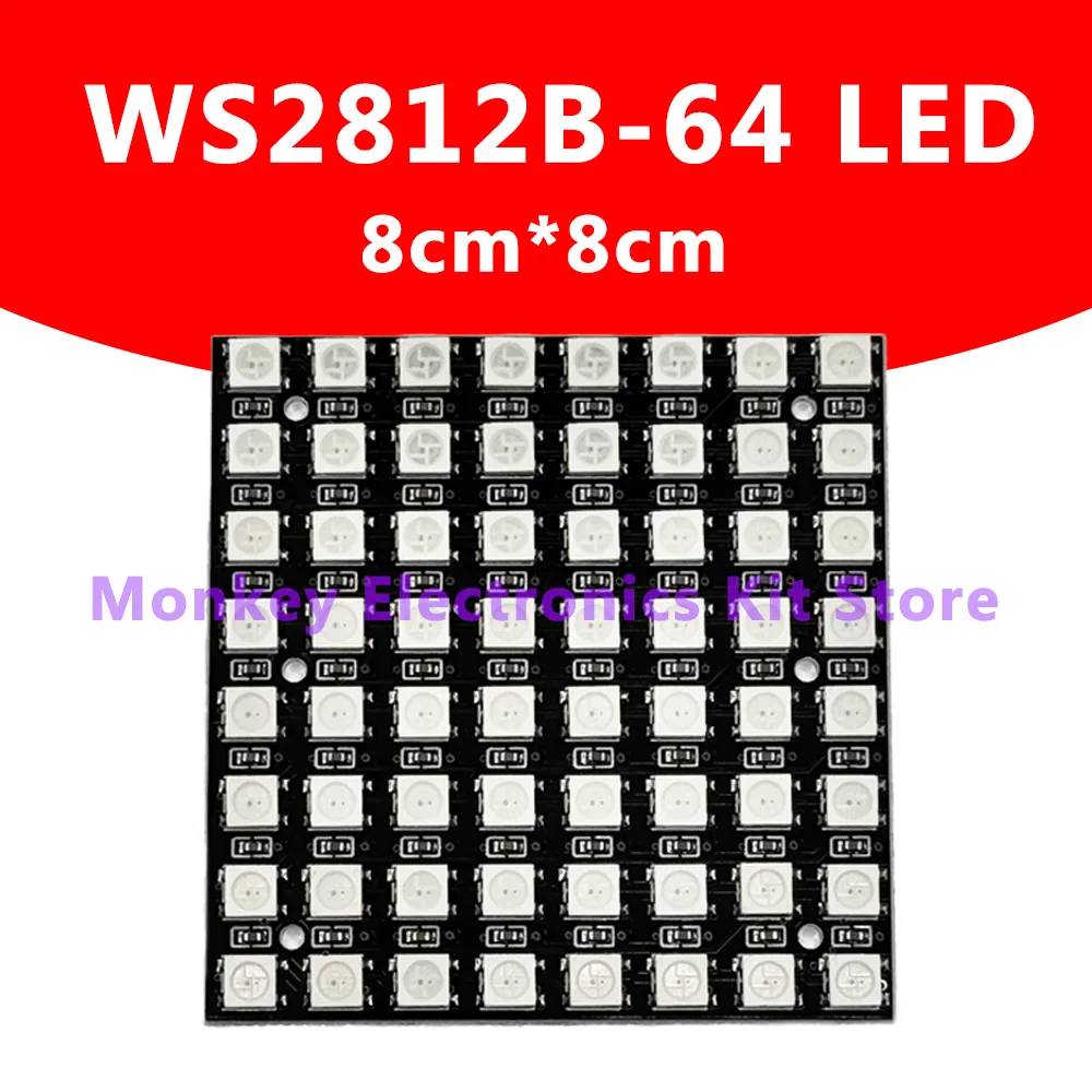 1 Uds WS2812B-64 LED 24 bits color 64RGB LED 8cm * 8cm solo un pin Moudle - imagen 2