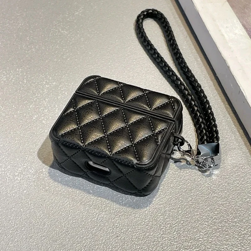 Funda para auriculares de PU de cuero de alta gama a la moda para AirPods 4 para AirPods Pro 2. ° fundas para AirPods 3 2 1 bolsa para auriculares antipérdida - imagen 3