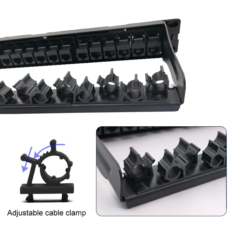 OMAY-Soporte 1U de 19 ", 24 puertos CAT6, Panel de parche, adaptador de red RJ45, conector Keystone, marco de distribución Modular - imagen 5