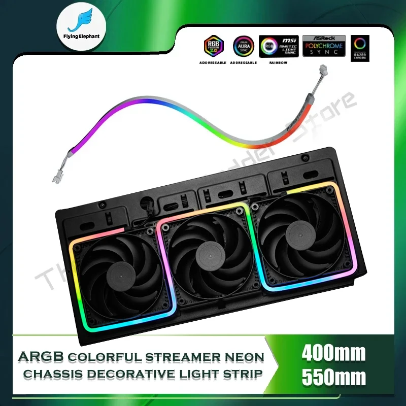 Phanteks RGB tira de luz LED de neón 5V 3 pines AURA para decoración de carcasa de ordenador MOD, negro/blanco 400/550/1000MM de longitud - imagen 2