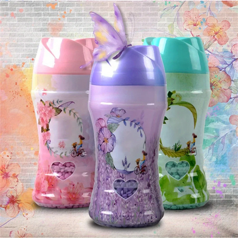 Assorted Floral Scent Booster Beads 8.27inch Plastic Container Washing Machine Compatible Fabric Softening Beads Long-Lasting
