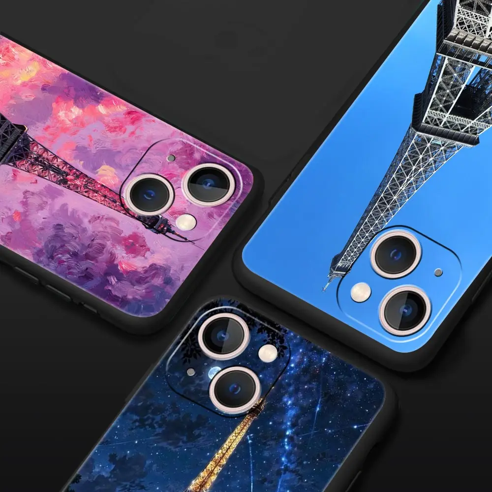 Paraguas rojo Torre Eiffel funda de teléfono de lujo para iPhone 17 Air 16 Plus 13 15 14 12 11 Pro MAX 7 8 SE cubierta negra de TPU suave - imagen 2