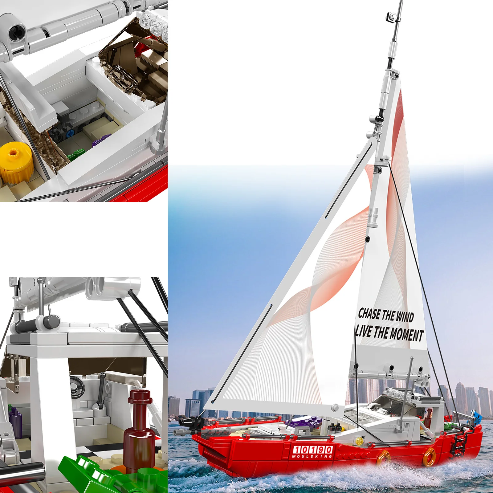 MOLD KING 10190 Kit de construcción de velero moderno 767 Uds bloques de montaje bloques de construcción modelo de barco creativo juguete para niños regalo para adultos - imagen 2