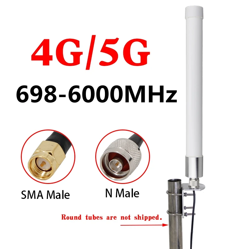 Amplificador de señal de teléfono móvil 3G LTE 4G 5G, enrutador, tarjeta de red, antena externa omni de 600-6000MHz, antena FRP impermeable para exteriores