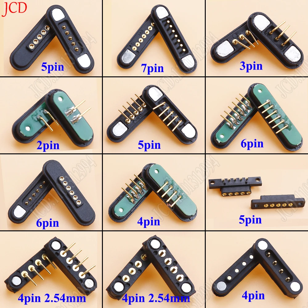 Pogo Pin 2P 3P 4P 5P 6P 7P hembra con resorte, toma de corriente CC, conector magnético, 2A