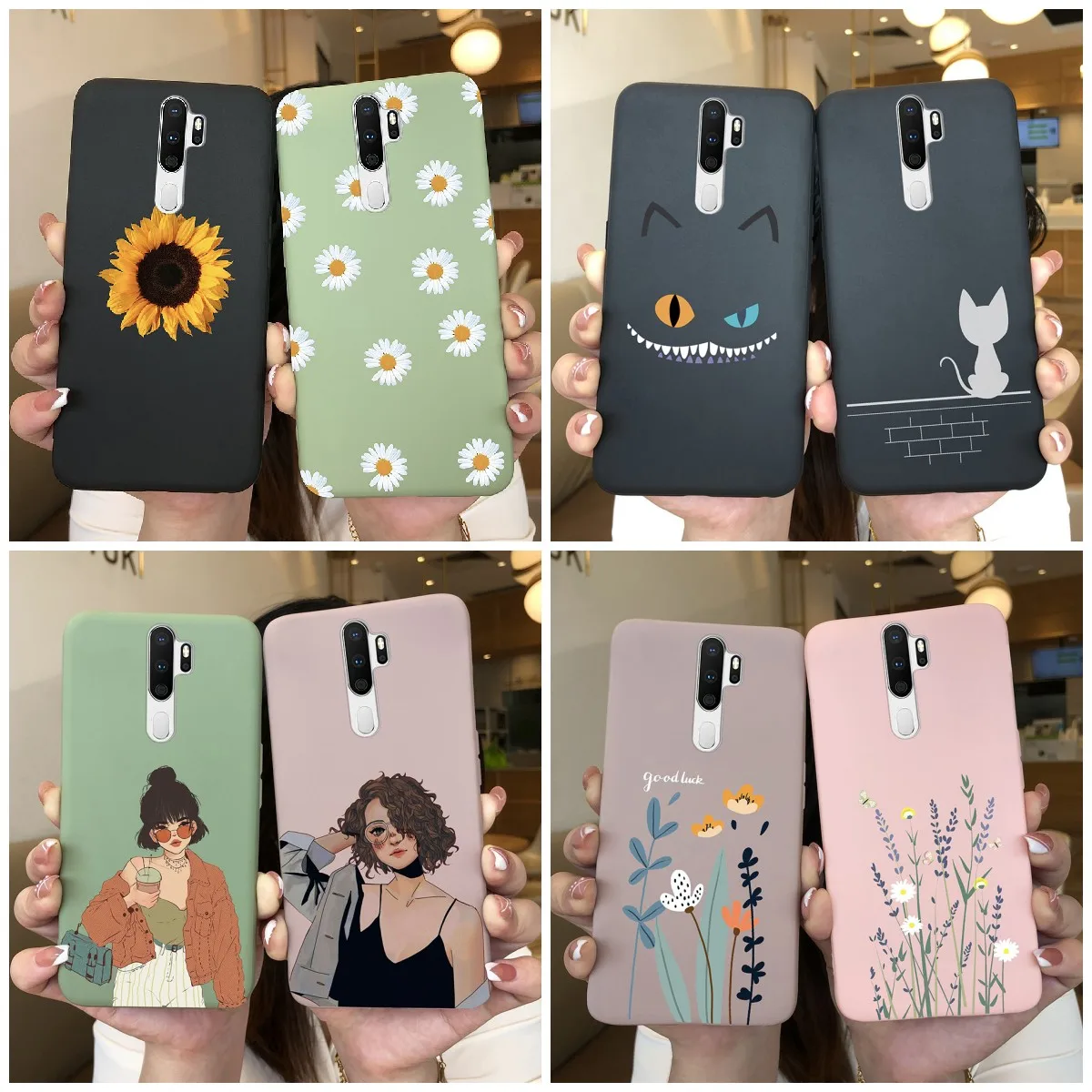Funda de silicona suave para OPPO A9 2020, carcasa con dibujo de margaritas y girasoles para OPPOA9, OPPO A 9 2020