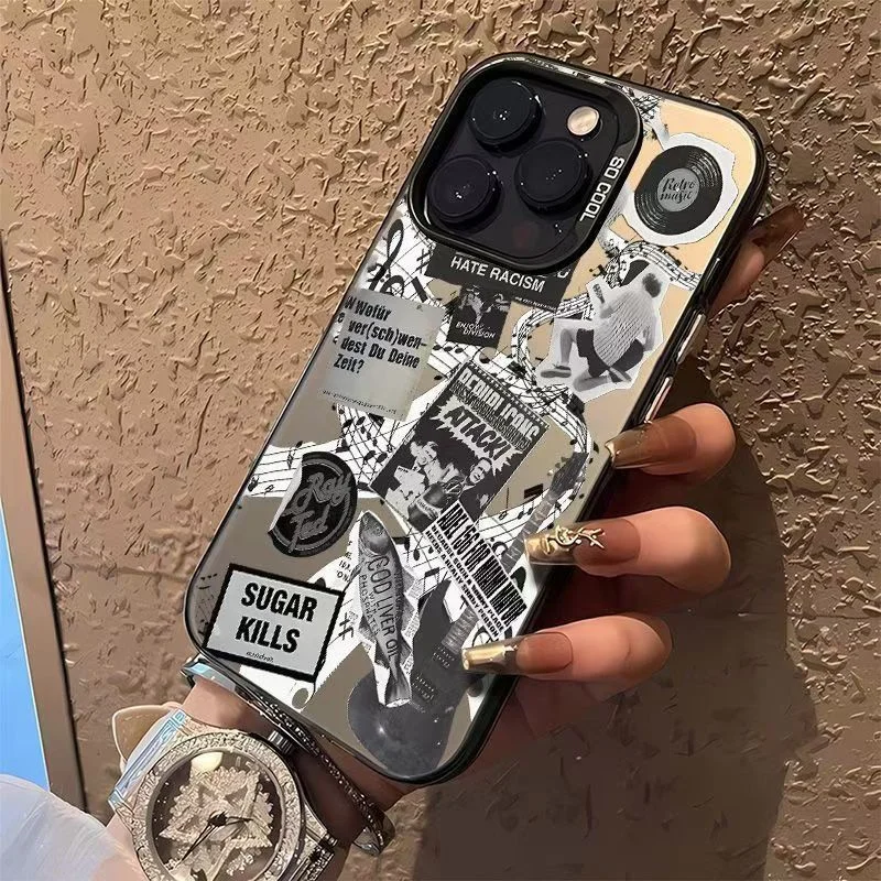 Funda de teléfono IMD plateada galvanizada para guitarra de periódico, funda para Iphone 16 Pro 15 14 13 12 11 XS Pro Max Plus XR XS 7 8 Plus - imagen 5