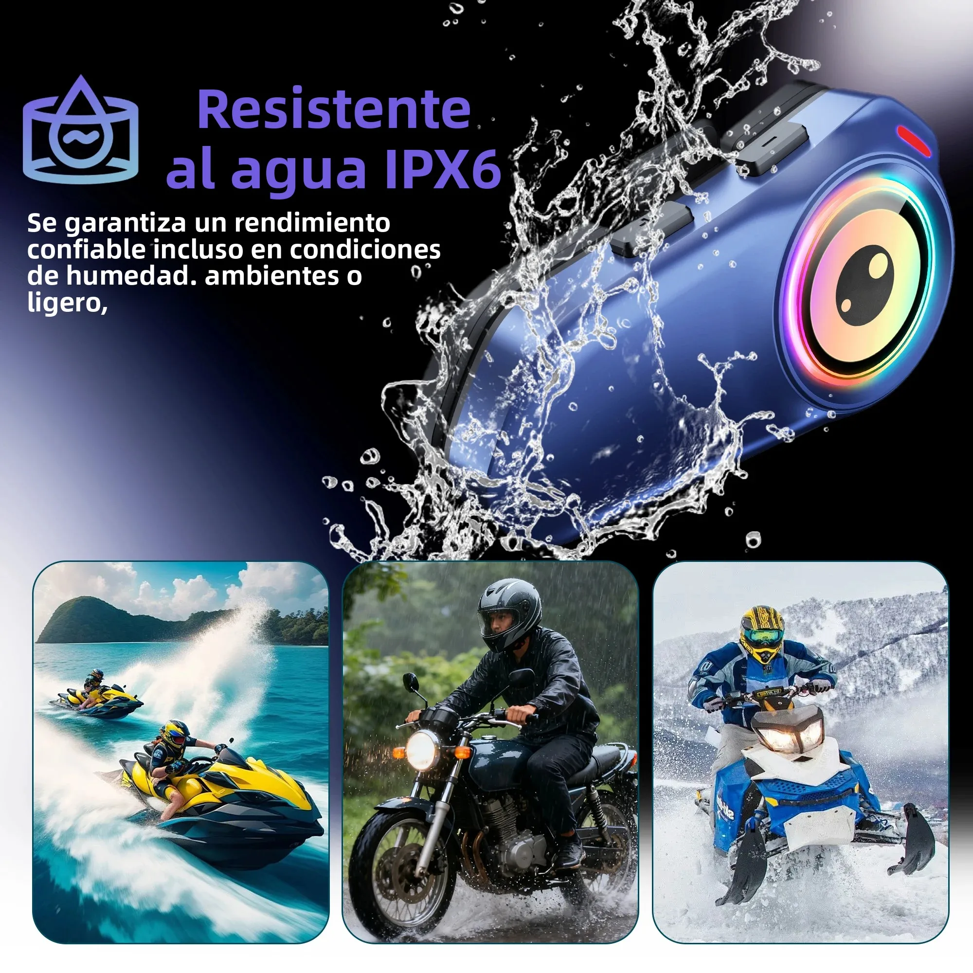 Intercomunicador Bluetooth para casco de motocicleta G1, reproductor MP3 con batería de 1000mAh, resistente al agua, alcance de 500M, compartir música para 2 conductores - imagen 5