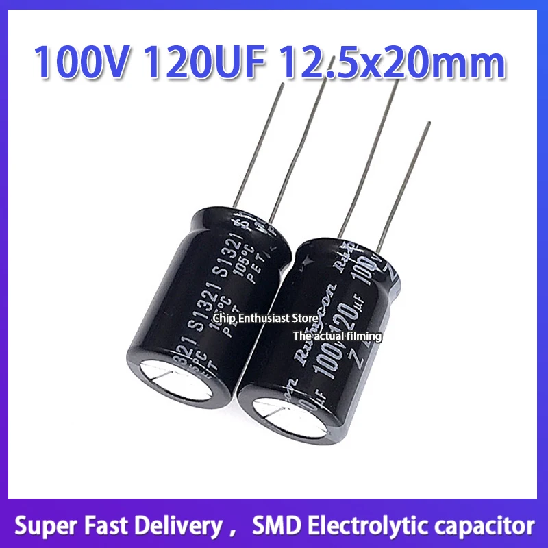 Condensador electrolítico de aluminio importado Rubycon 100v 120uf 12,5*20 Ruby ZL alta frecuencia y larga vida útil 100V 120UF 12,5x20mm