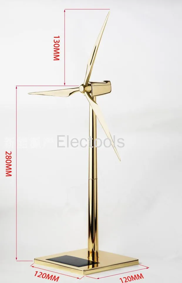 Modelo de ventilador Solar, turbina eólica dorada, molino de viento, promoción de la industria eólica, regalo, adornos de oficina - imagen 4