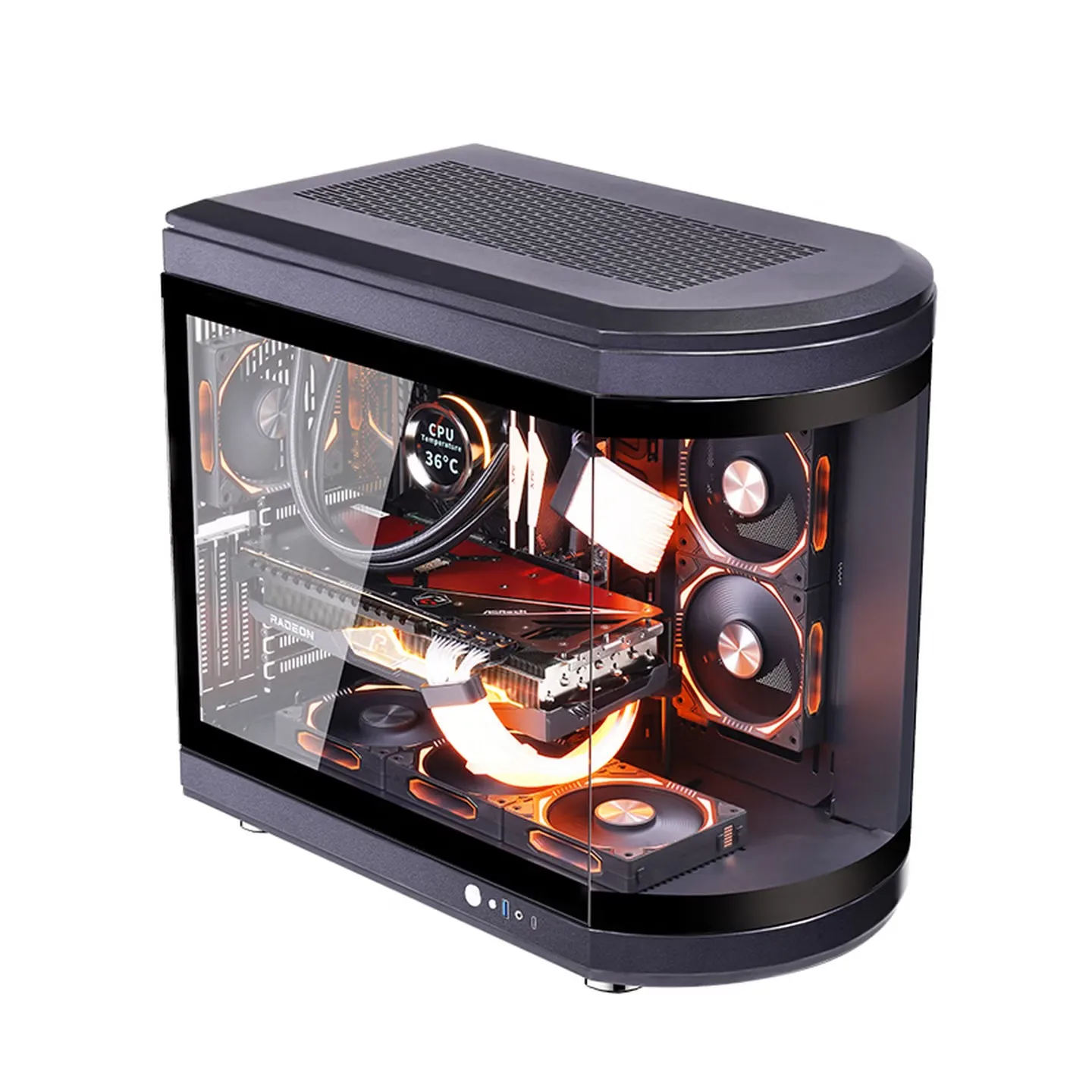 WJCOOLMAN Sky Ceiling PRO vidrio curvo vista al mar apartamento caja de computadora compatible con placa base ATX con refrigeración por agua 240/360