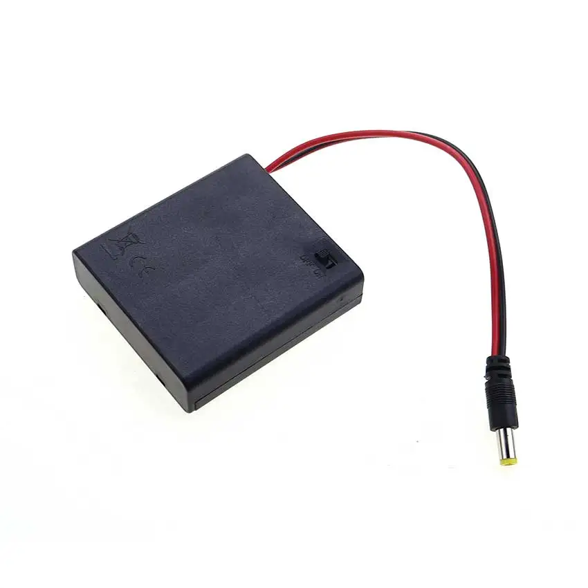 JCD 4 ranuras AA cubierta de almacenamiento de batería caja soporte de carcasa con cables DC 5,5*2,1mm PH2.0 XH2.54 SM DuPont Cable soporte de batería - imagen 3