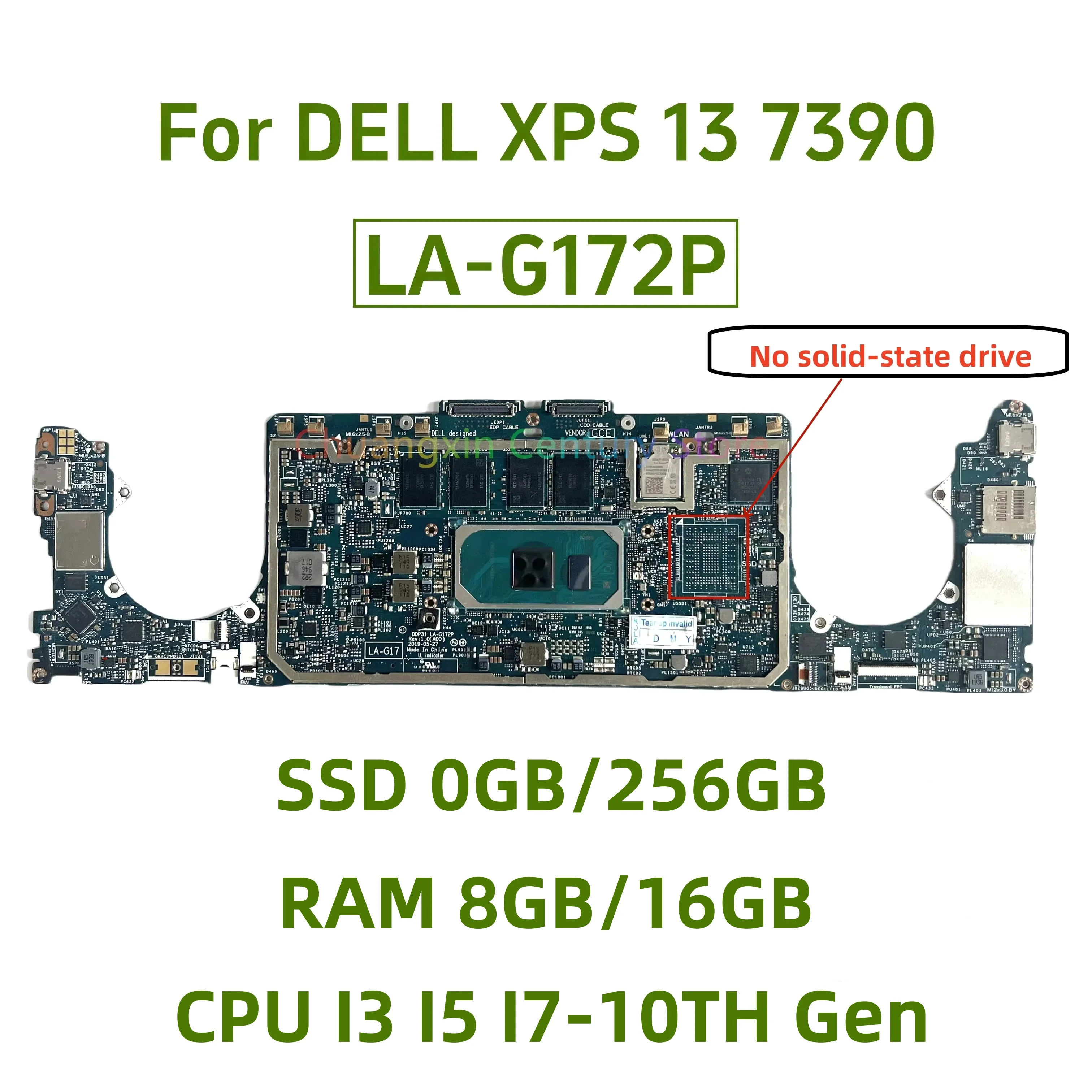 La placa base LA-G172P es adecuada para el ordenador portátil DELL XPS 13 7390 con CPU I3 I5 I7-10TH Gen 8G/16G RAM SSD 0G/256G 100% probada