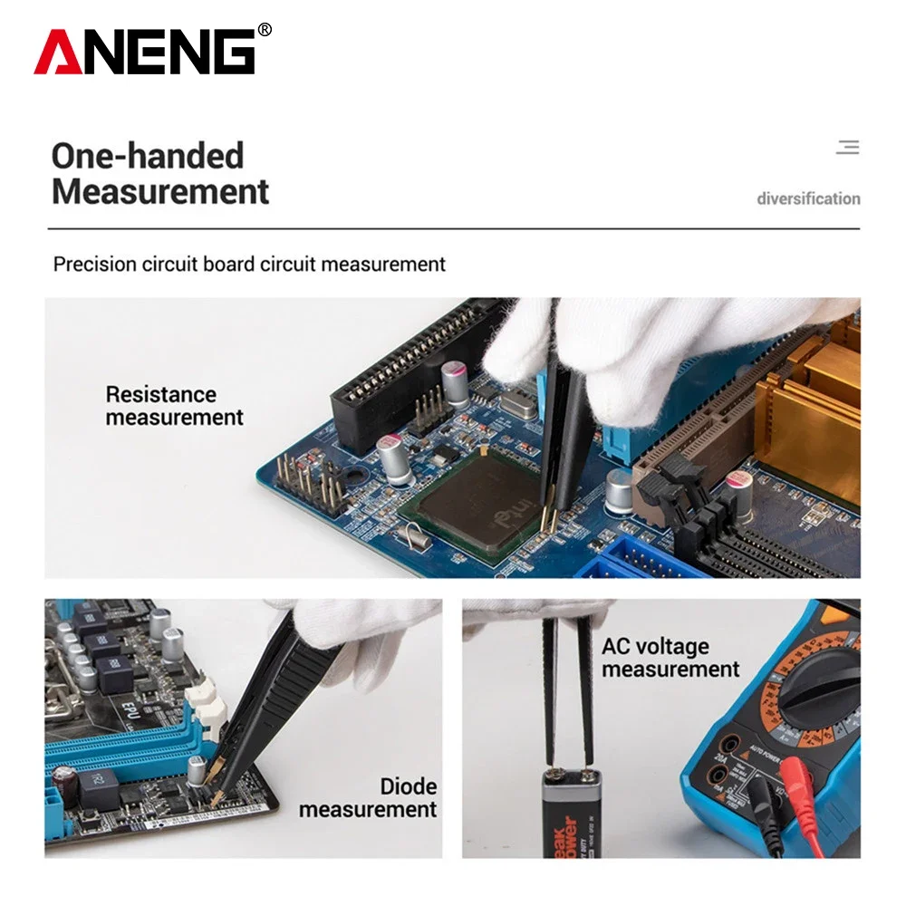 3 uds Clip de condensador multímetro cables de prueba ANENG Detector línea LCR prueba Universal condensador resistencia accesorios herramientas - imagen 4