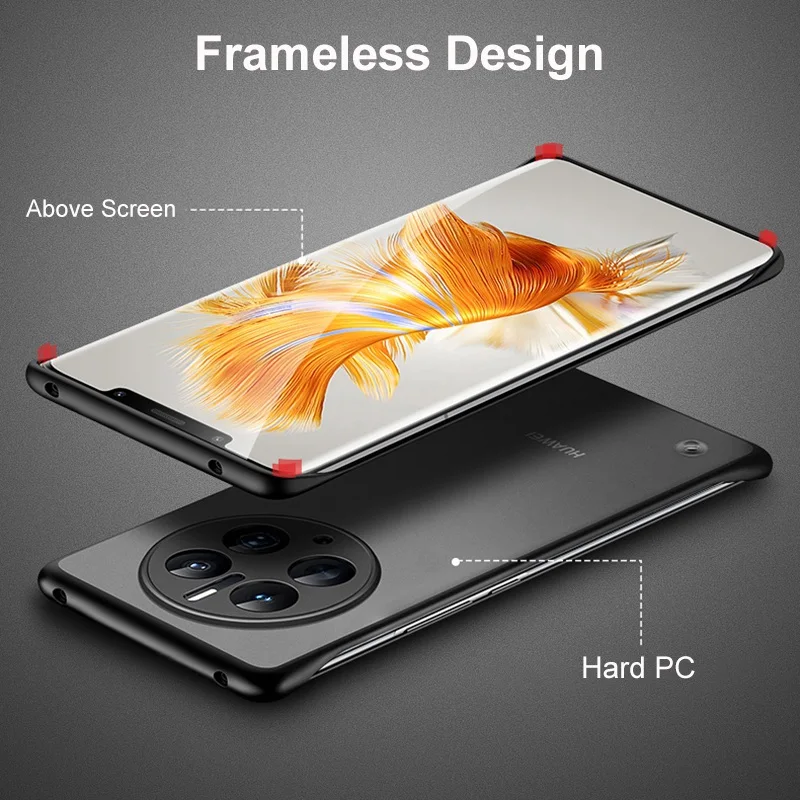 Funda translúcida sin marco para Huawei Mate 50 Pro, 50RS, 40, 30, 20, Mate, PC, protección dura, cubierta trasera fina, anillo - imagen 4