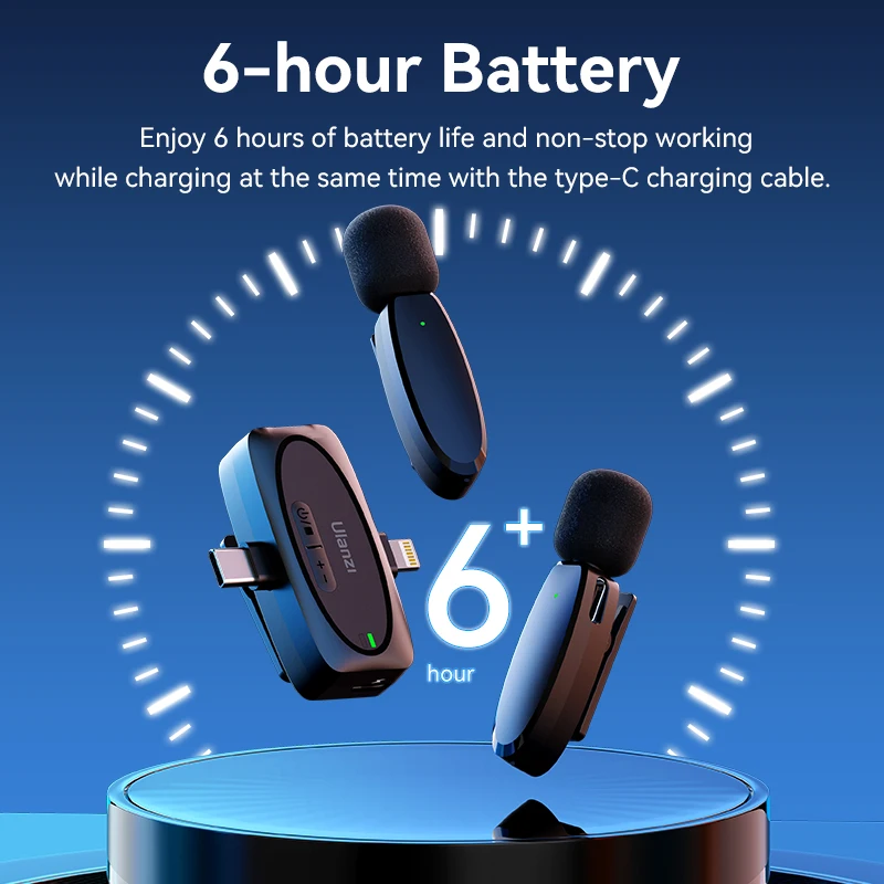 Ulanzi-micrófono Lavalier inalámbrico V6, 2,4G, 3 en 1, Lightning tipo C, puertos de 3,5mm para iPhone 15, Android, cámara, portátil, grabación - imagen 3
