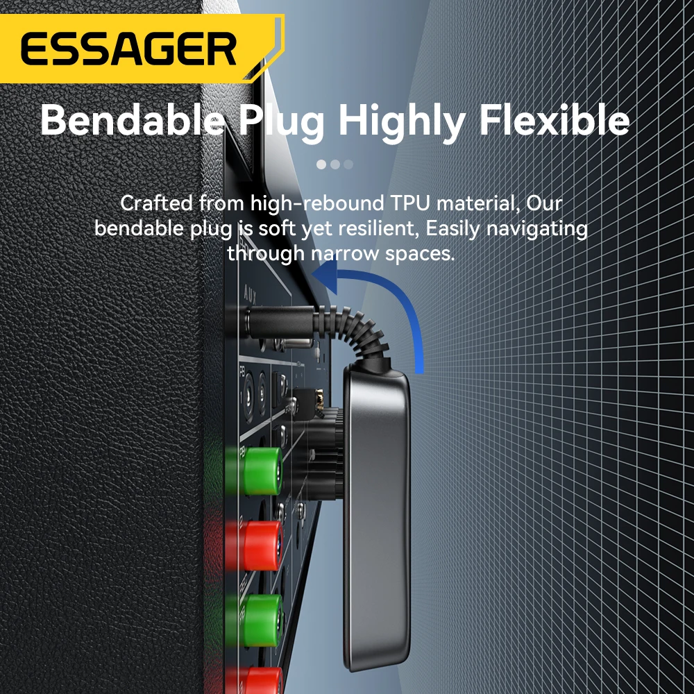 Essager Bluetooth 5,1 transmisor receptor de Audio 3,5 MM 3,5 AUX con micrófono estéreo música adaptador inalámbrico para PC TV altavoces de coche - imagen 5