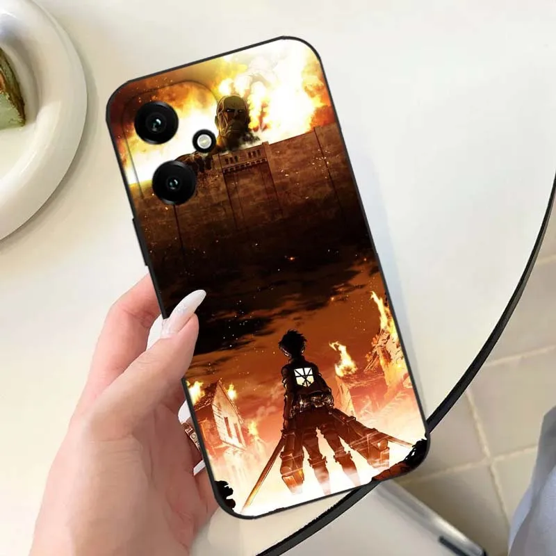 Funda Attack On Titan para Honor Play 5T 50 4T 40 4 3 30 20 Magic 7 6 5 Lite Pro Plus Youth 5G funda de teléfono negra - imagen 2