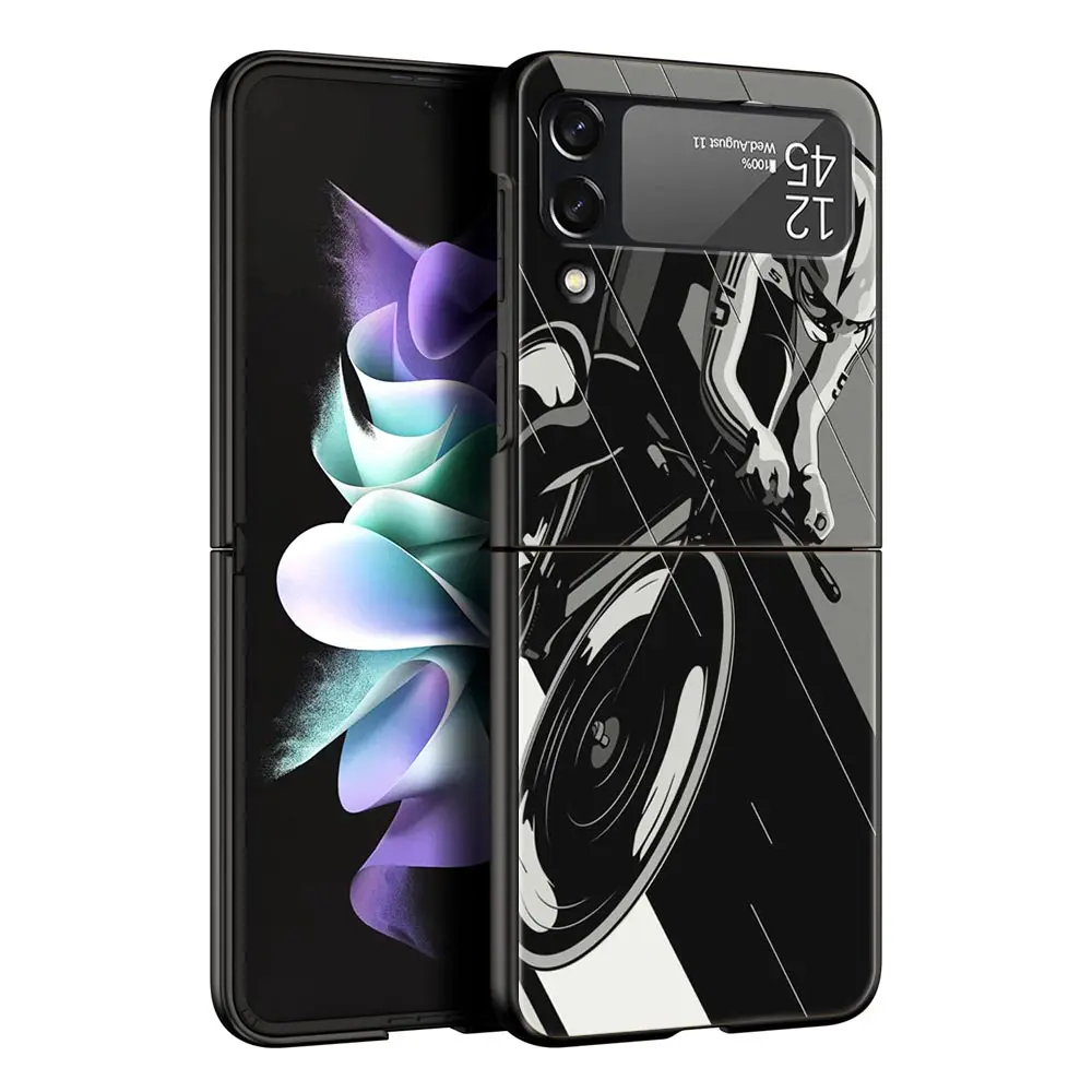 Funda de teléfono de Arte de ciclismo de montaña para Samsung Galaxy Z Flip3 Flip4 Flip5, carcasa de PC para Z Flip 3 4 5, cubierta plegable dura negra - imagen 5