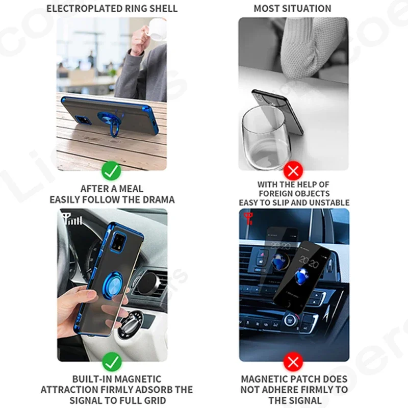 Funda para Sharp Aquos Sense R10 R9 10 9 8 7 Plus 6 4 R8 R7 Wish 3 cubierta anillo chapado soporte para coche carcasa de soporte de silicona suave - imagen 3