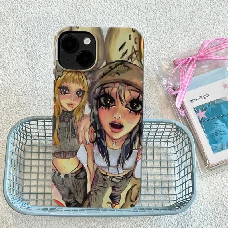 Funda de teléfono Y2K Cool Girl para iPhone 16 15 14 13 12 11 Pro Max XS XR XSMax 6 7 8 Plus cubierta dura HD brillante para PC