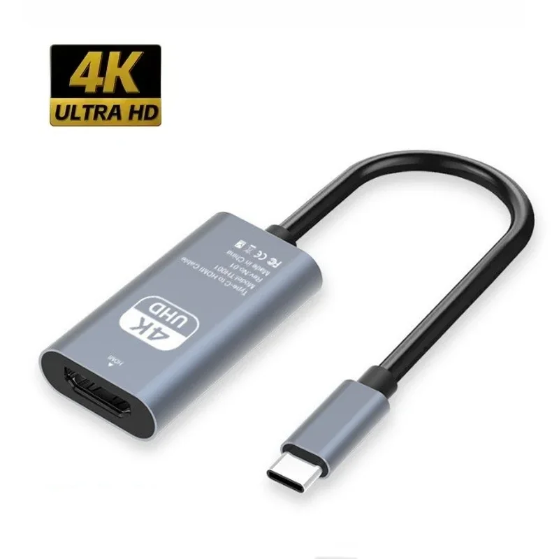 Adaptador 4K Compatible con TYPE C a HDMI, Cable convertidor USB C USB3.1 macho a HDTV hembra para ordenador portátil, tableta, TV, MacBook