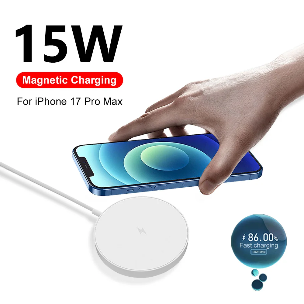 Cargador inalámbrico magnético para Apple iPhone 17 16 15 14 13 12 Pro Max carga rápida para Samsung Galaxy S25 S24 accesorios Huawei