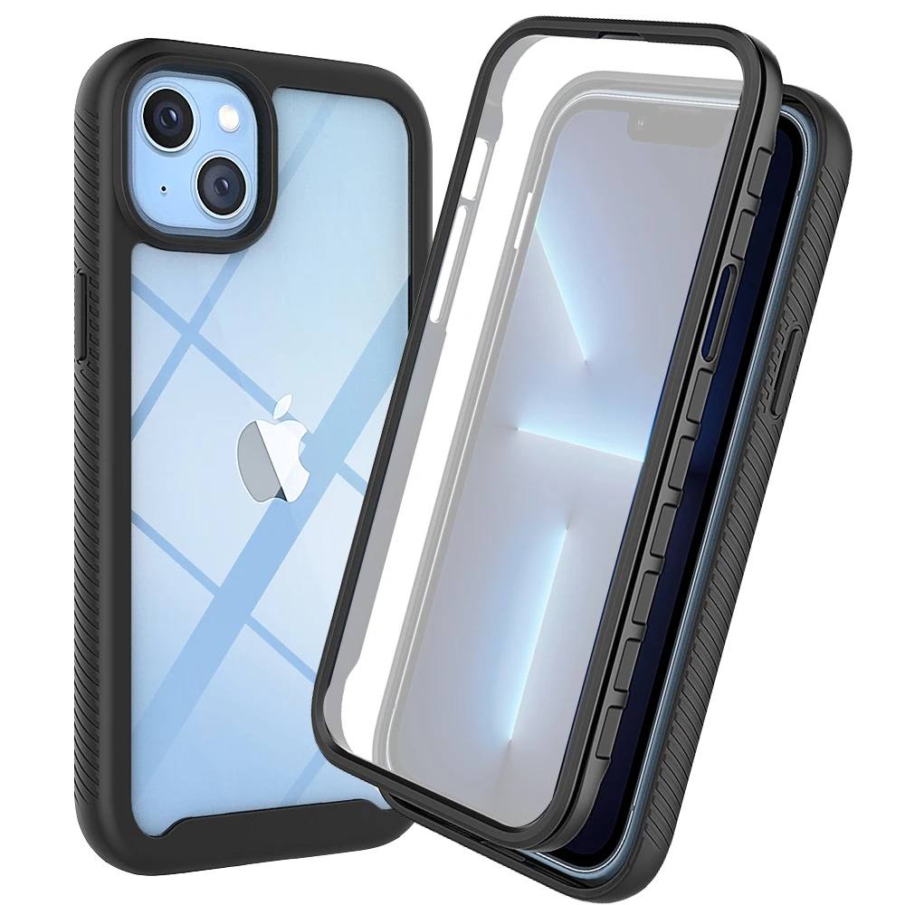 Funda protectora de pantalla con cinturón de cuerpo completo 360 para iPhone 15 11 12 13 14 Pro Max X XSMAX XS XR SE, funda transparente a prueba de golpes para teléfono - imagen 2