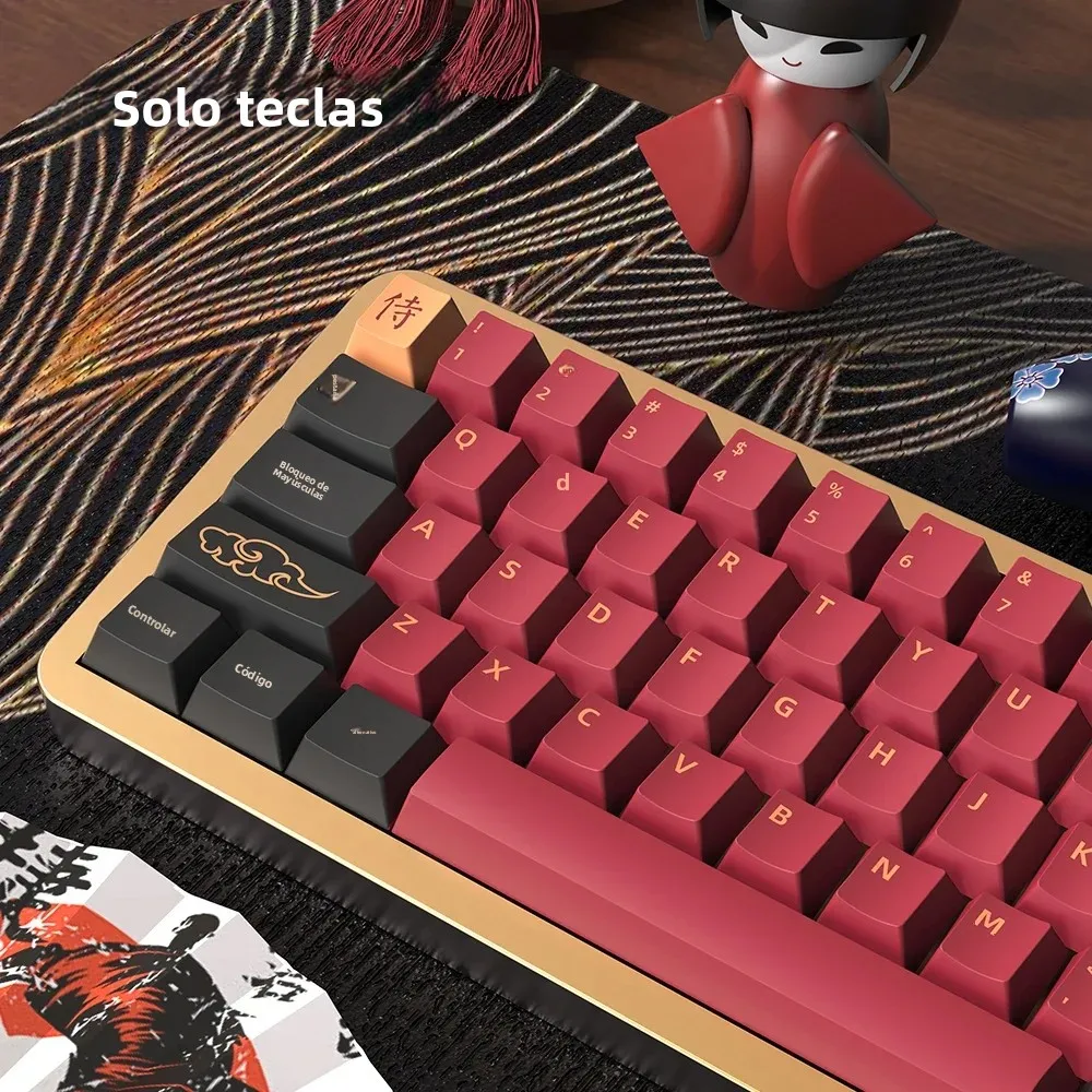 Teclas PBT samurái azul/roja, japonés/coreano/alemán/español/francés, diseño ISO, perfil de cereza para teclado mecánico personalizado GMK - imagen 4