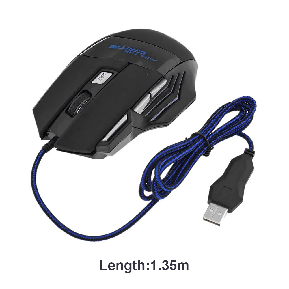 Ratones ópticos con cable USB ajustables, ratón para juegos con retroiluminación de 7 colores, 5500 DPI para PC, oficina, Notebook, ratón Pro Gamer - imagen 4