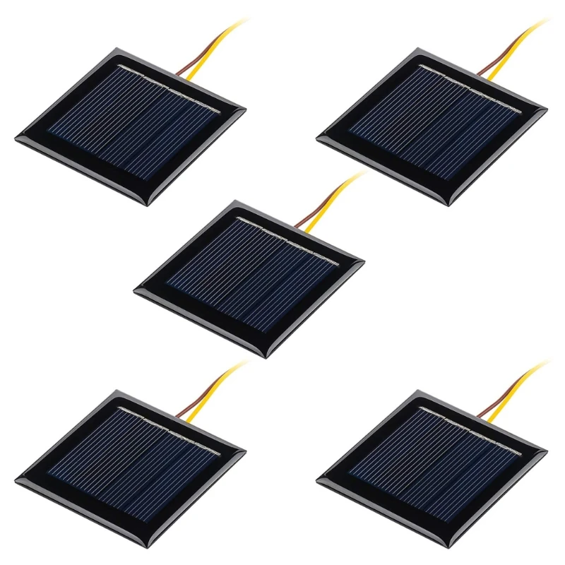 Micro placa Solar fotovoltaica, 5 piezas, 2V, 100Ma, células solares con cables, placa epoxi, juguetes para proyectos de bricolaje, 54mm x 54mm, K1KF - imagen 2